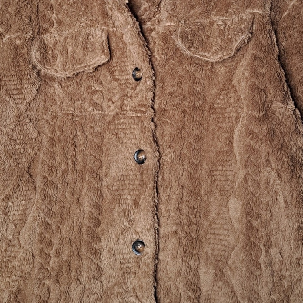Dokotoo Fleece Jacket Womens Large Brown Faux Fur Shacket Button Up Cozy Warm - Picture 5 of 13